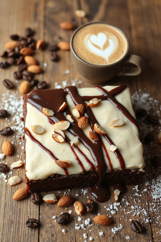 almond coffee brownie dessert