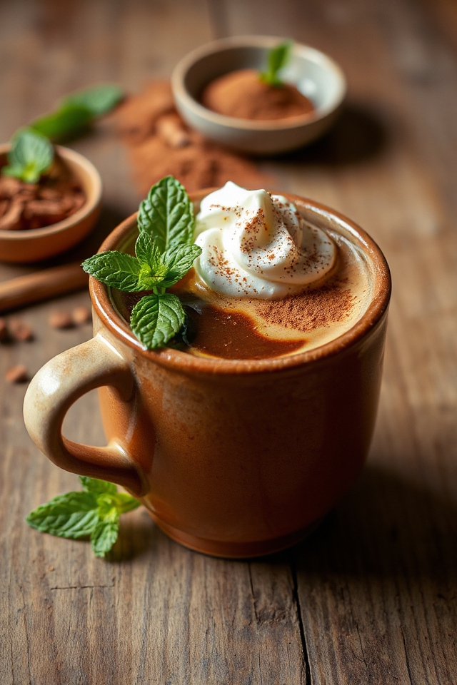 coffee with cocoa and mint