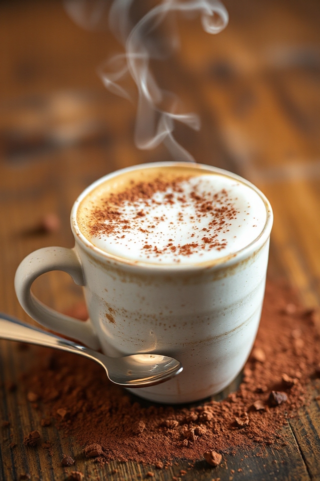 homemade cocoa dusted cappuccino