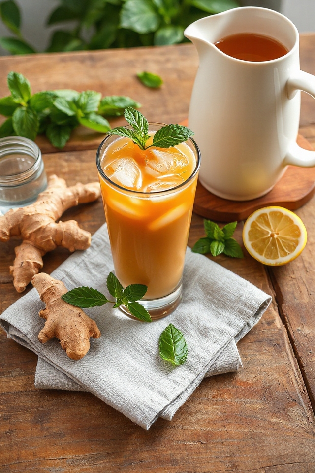 refreshing mint ginger latte