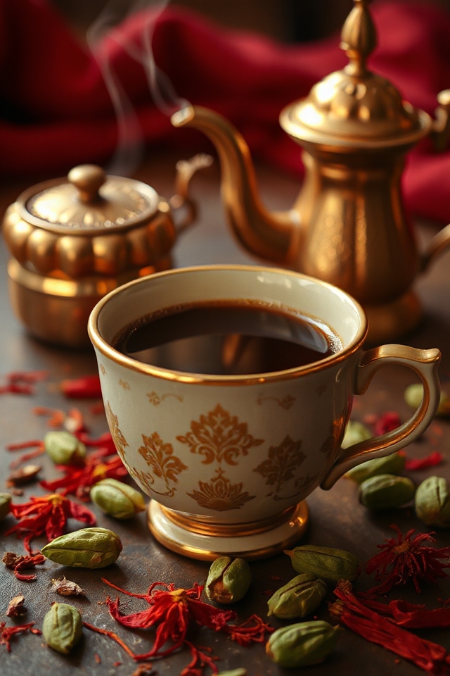 saffron cardamom arabic coffee