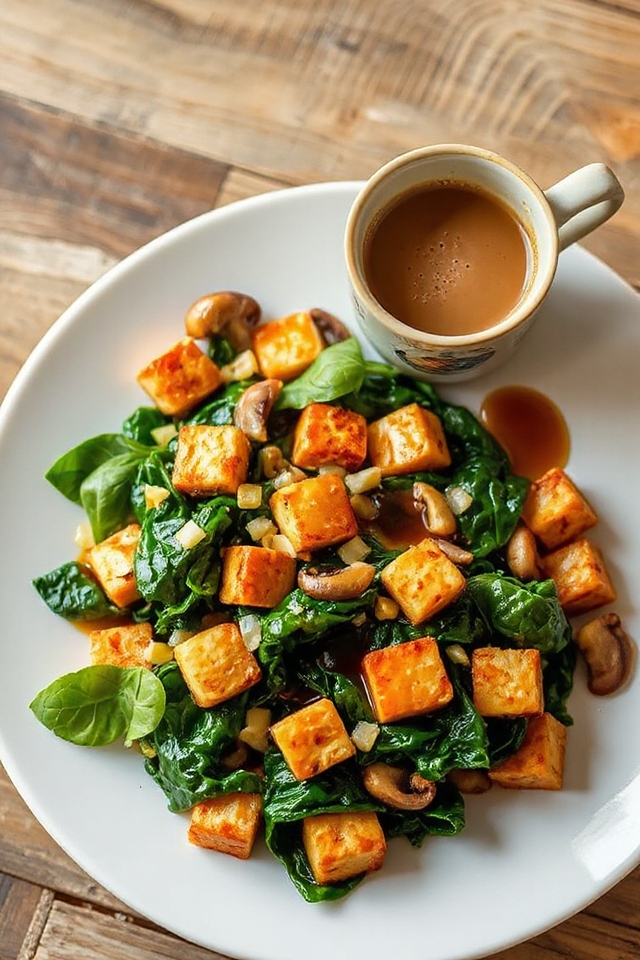 tofu spinach coffee dish